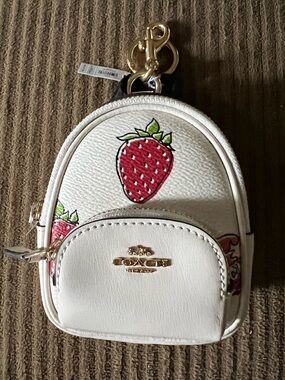 Coach Mini Court Backpack Bag Charm
With Strawberry Print NWT